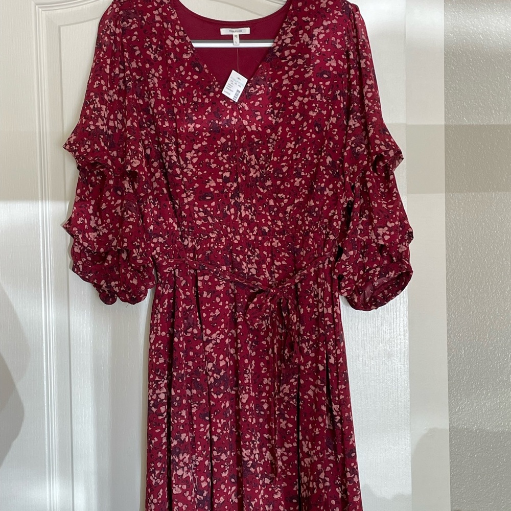Maurices Red and Pink Long Sleeve Dress